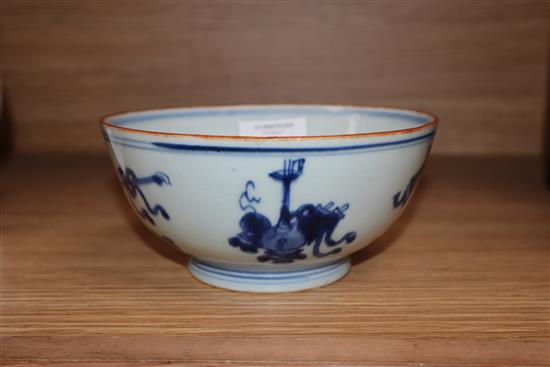 A Chinese Kangxi period blue and white bowl diameter 16cm